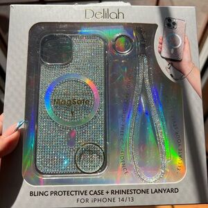 Elila Bling Rhinestone iPhone 14/13 Case - Silver